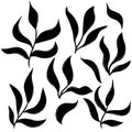 Hand drawn simple silhouettes of leaves and branches