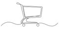hand drawn single continuous line shopping trolley illustration vector design. Editable stroke Royalty Free Stock Photo