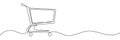 hand drawn single continuous line shopping trolley illustration vector design. Editable stroke Royalty Free Stock Photo