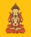 Hand-drawn sitting Buddha meditating in lotus pose Royalty Free Stock Photo