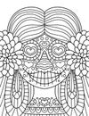 Hand-drawn skeleton girl coloring page vector illustration Royalty Free Stock Photo