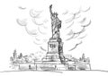 Hand drawn sketch of the American symbol statue of Liberty. Vector illustration EPS 10 Royalty Free Stock Photo