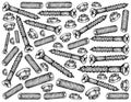 Hand Drawn Sketch Background of Screws and Nuts