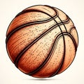 Hand drawn sketch of a basketball ball isolated on white background. Generative AI Royalty Free Stock Photo