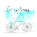 Hand drawn sketch bicycle on world map background Royalty Free Stock Photo