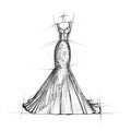 Hand drawn sketch of Bridal dress