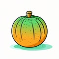 Vintage Comic Style Orange And Green Pumpkin On White Background Royalty Free Stock Photo