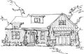 hand drawn sketch of classic old detached house