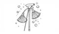 A hand-drawn sketch of a cleaning tool with a spray bottle and t Royalty Free Stock Photo