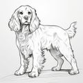 Hand Drawn Sketch Of Cocker Spaniel Dog In Child Coloring Book Style