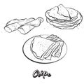 Hand drawn sketch of CrÃÂªpe bread