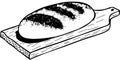 Hand drawn sketch doodle bread bakery on the desk black and white menu icon for web site