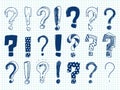 Hand drawn sketch exclamation and question marks Royalty Free Stock Photo