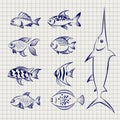 Hand drawn sketch fish Royalty Free Stock Photo