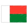 Hand drawn sketch flag of Madagascar. doodle style icon