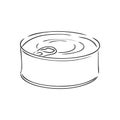 Hand drawn sketch of Food Can isolated, Black and White simple line. Line Drawn Vector Royalty Free Stock Photo