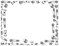 Hand Drawn Sketch Frame of Screws and Nuts Royalty Free Stock Photo