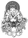 Hand drawn sketch Ganesh Chaturthi black and white Royalty Free Stock Photo