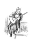 Hand drawn sketch of guitar player Royalty Free Stock Photo