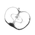 Hand drawn sketch of half apple in black color. Isolated on white background. Drawing for posters, decoration and print