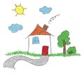 Hand drawn sketch house Royalty Free Stock Photo