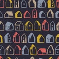 Hand drawn sketch houses. Vector pattern