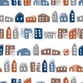 Hand drawn sketch houses. Vector pattern