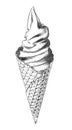 Hand drawn sketch of icecream in black isolated on white background. Detailed vintage style drawing, for posters Royalty Free Stock Photo