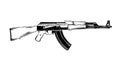 Hand drawn sketch of Kalashnikov assault rifle in black