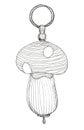 hand drawn sketch of keychain in mushroom shape