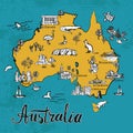 Hand drawn sketch map of Australia.