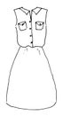 Hand drawn sketch middle dress with pockets. Simple vector isolated outline