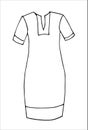 Hand drawn sketch middle dress. Simple vector isolated outline