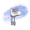 Hand drawn sketch of hand mixer, doodle illustration