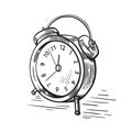 Hand drawn sketch modern old alarm clock vector Royalty Free Stock Photo