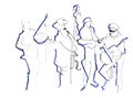 Hand drawn sketch of musical band