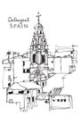 Hand drawn sketch of Ontinyent, Spain Royalty Free Stock Photo