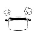 Hand drawn sketch of an open casserole or pan for cooking vector illustration