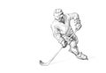 Hand-drawn Sketch, Pencil Illustration of an Ice Hockey Player