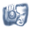 Digital Sketch of a Photographer using DSLR Camera