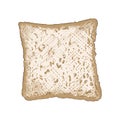 Hand drawn sketch of piece of bread in colorful isolated on white background. Detailed vintage woodcut style drawing