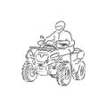 Hand drawn sketch of quad bike in black isolated on white background. Detailed vintage etching style drawing. atv vector Royalty Free Stock Photo