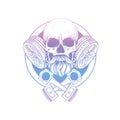 Hand drawn sketch racer skull Royalty Free Stock Photo