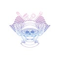 Hand drawn sketch racer skull Royalty Free Stock Photo