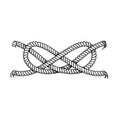 Hand drawn sketch sailing knot. Marine decoration element. Nautical retro style.