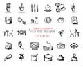 Hand-drawn sketch school tools icon set Black on white background Royalty Free Stock Photo