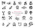 Hand-drawn sketch school tools icon set Black on white background Royalty Free Stock Photo
