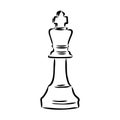 Hand-drawn sketch set of Chess pieces on a white background. Chess. Check mate. King, Queen, Bishop, Knight, Rook, Pawn Royalty Free Stock Photo