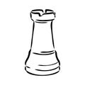 Hand-drawn sketch set of Chess pieces on a white background. Chess. Check mate. King, Queen, Bishop, Knight, Rook, Pawn Royalty Free Stock Photo