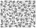 Hand Drawn Sketch of Shoulder Bolts Background Royalty Free Stock Photo